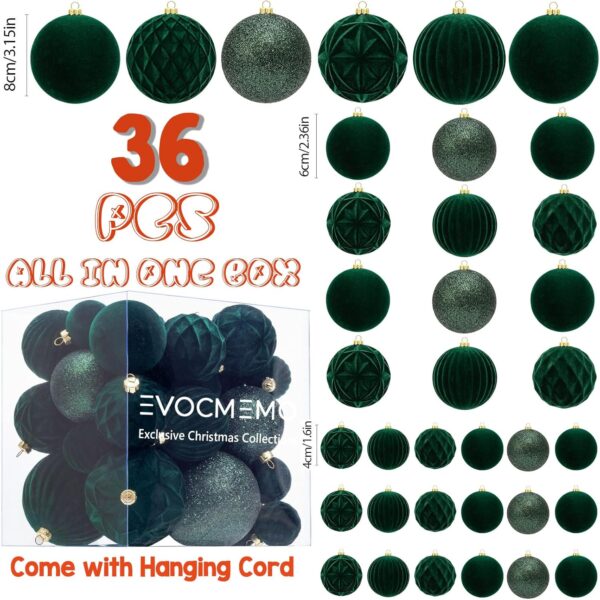 Velvet Christmas Ball Ornaments Dark Green - Image 4